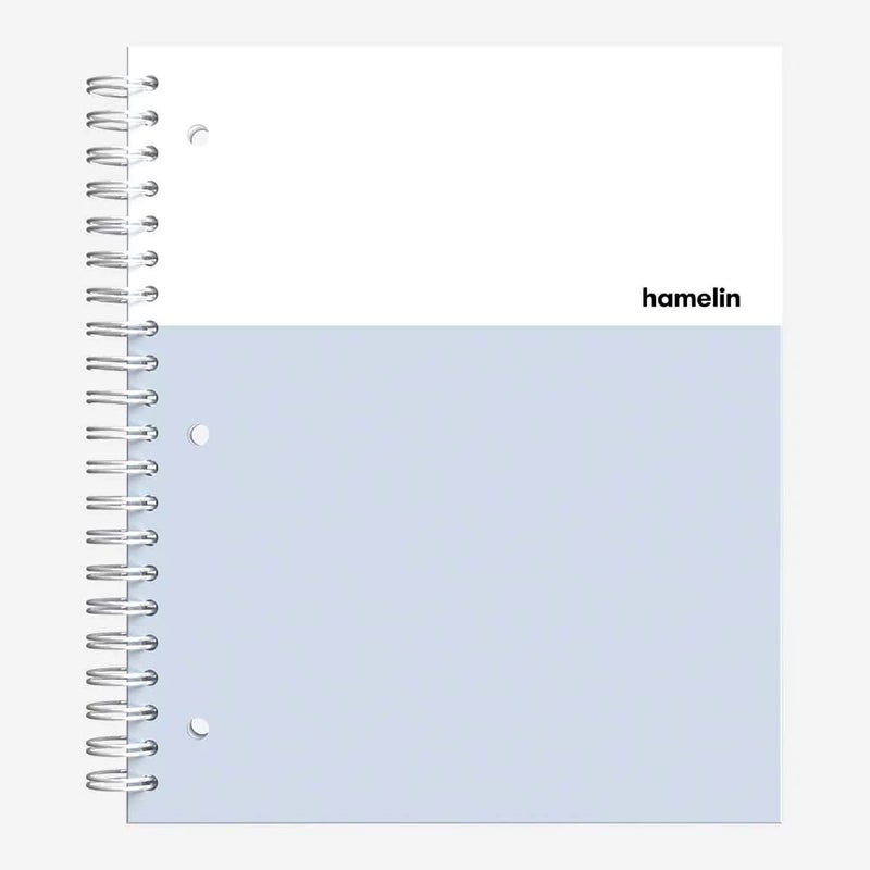 Hamelin 1 Subject, Graph Paper, Hard Cover Spiral Bound Grid Notebook, 4 Square Per Inch 150 Pages ICE White 8.5"x11" - Image 1